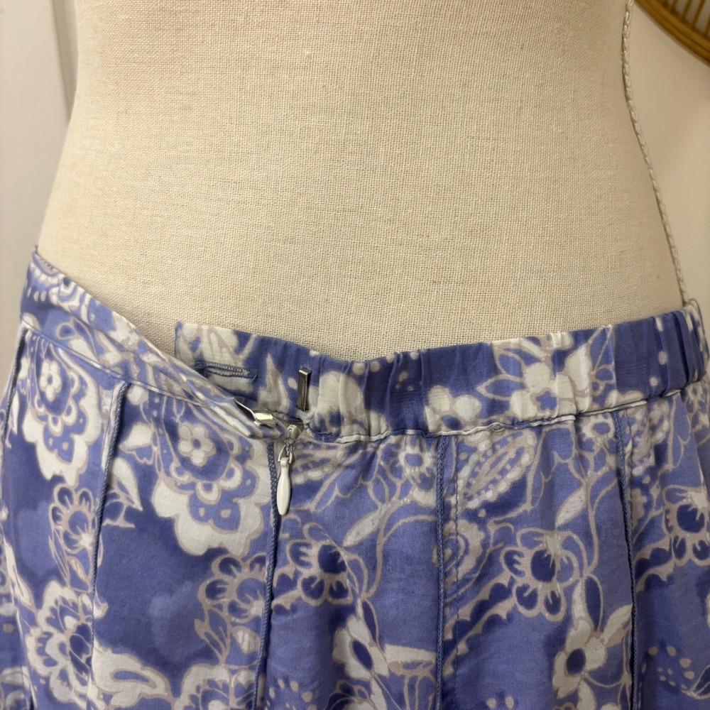 Coldwater Creek Blue Cotton Paisley Midi Skirt L Cottagecore Boho Coastal Resort - Picture 5 of 8